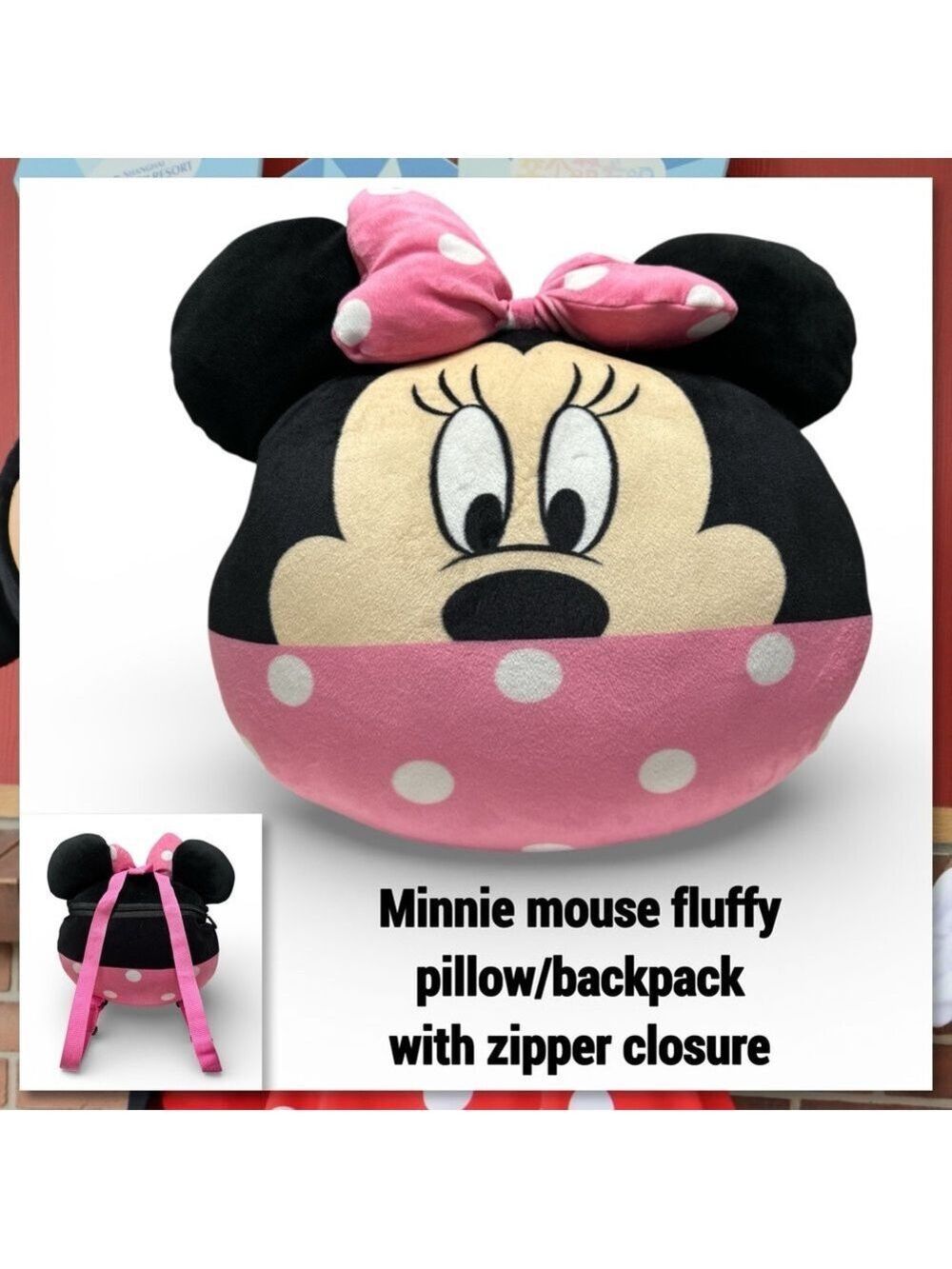 Disney Minnie Mouse Pink and Black Kids Backpack - Picture 1 of 10